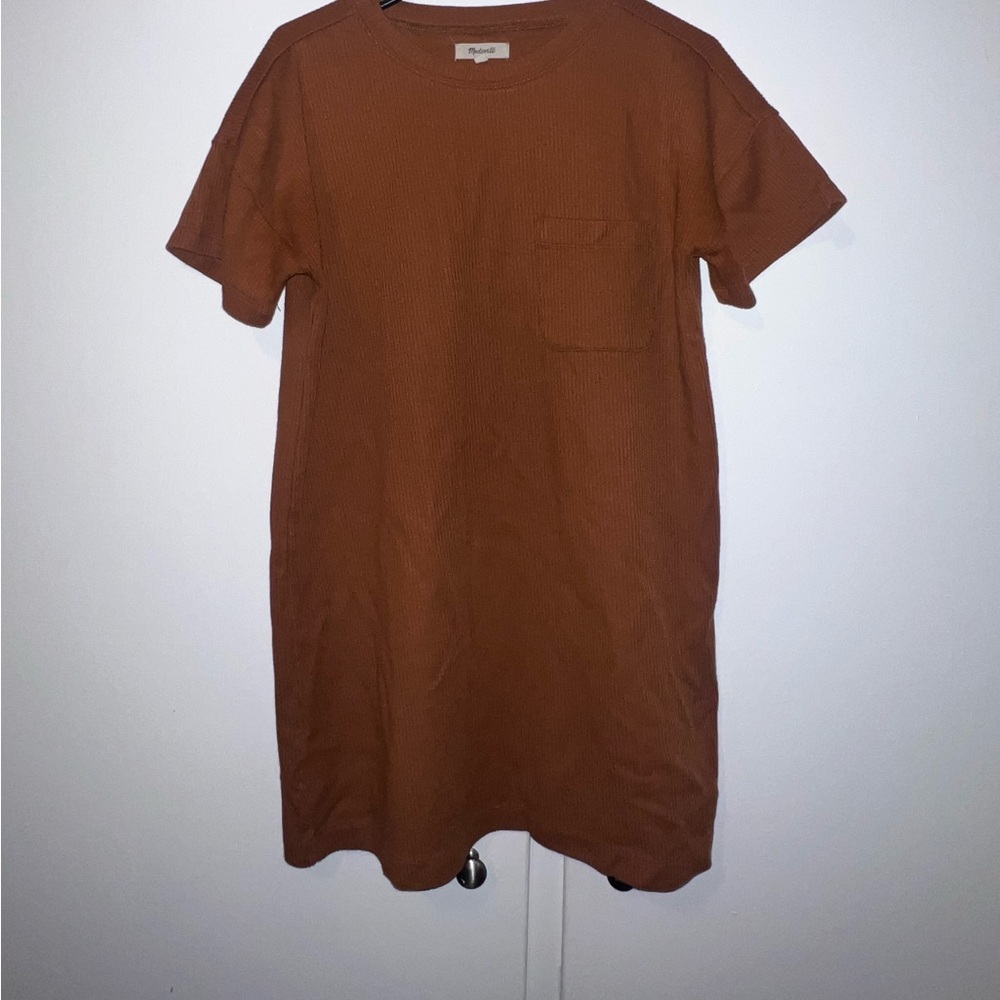 Madewell Ribbed Short Sleeve Dress with Pocket - Small
